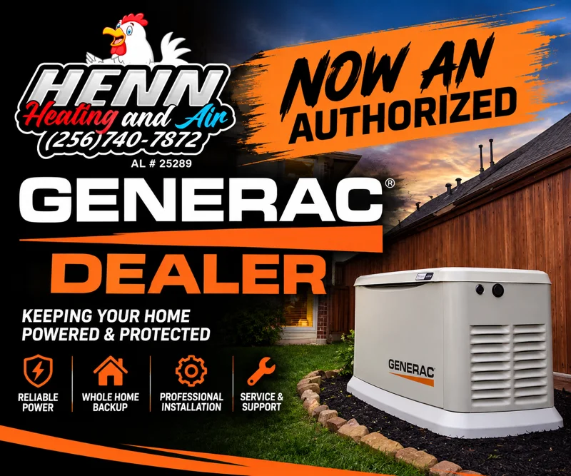 Henn Heating and Air – Now an Authorized Generac Dealer. Keeping your home powered and protected. Henn Heating and Air – Now an Authorized Generac Dealer. Keeping your home powered and protected.